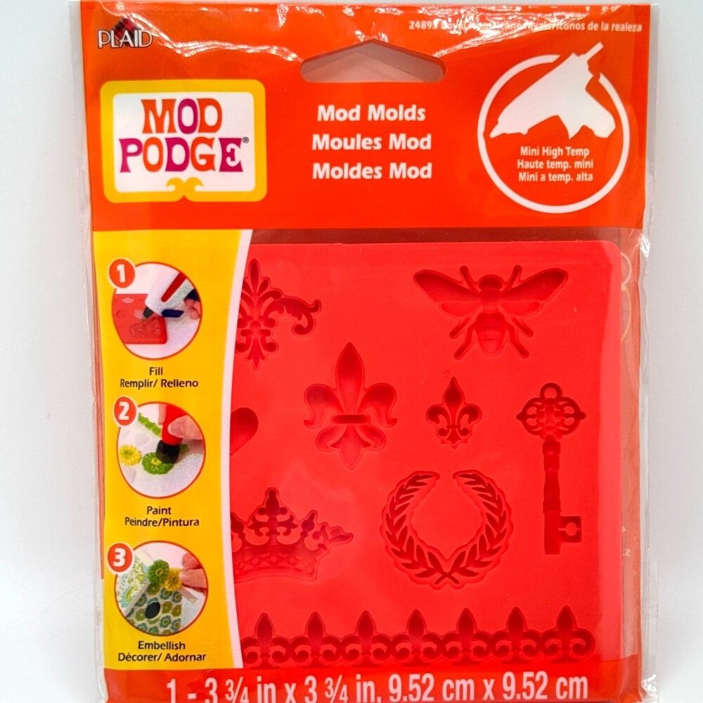 Silicone Mold Resin Clay Mod Podge Royal Icons Bee Key Laurel Leaf Gift 23893